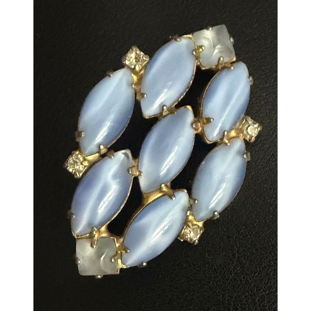 Vintage Brooch Moonglow Blue Rhinestone Bridal